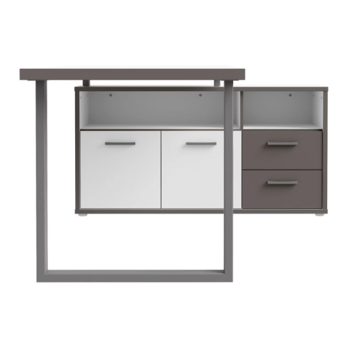 Biurko 160x75 cm z komodą Biały /Grafit